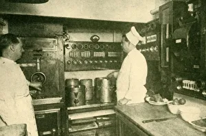 Black And White Train Images Prints: Electrically Equipped Train Kitchen