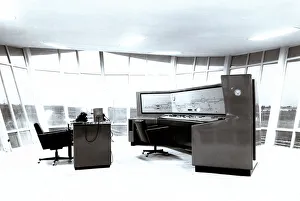 Black And White Train Station Photos Prints: Electronic control of railway stations, the CTC cab, Madrid