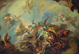 Prints of The Four Elements, Preparatory Study for a Painted Ceiling (Allegory of Time?), c1750-1752 Franz Anton Maulbertsch Prints: Print of The Four Elements, a preparatory study for a painted ceiling