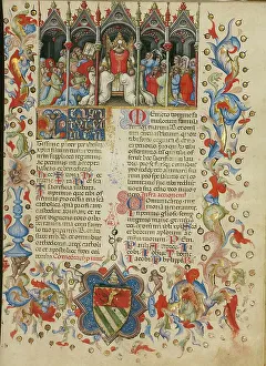 Gothic Church Architecture Prints: The Elevation of the Host: Initial T: A Putto Between the Sun