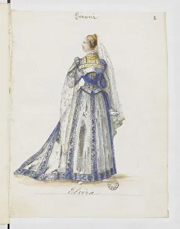 Elvira. Costume design for the opera Ernani by Giuseppe Verdi, 1845 Elvira. Costume design for the opera Ernani by Giuseppe Verdi, 1845