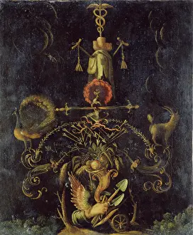 Karel Van Mander Prints: Emblematic Representation Print, 1600 Copper Panel