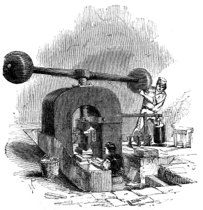 Victorian Era Machinery Prints: Embossing press, 1886
