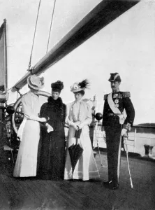 Empress Maria Feodorovna, Princess Victoria, Queen Maud and King Haakon VII of Norway, 1908.Artist: Queen Alexandra Empress Maria Feodorovna, Princess Victoria, Queen Maud and King Haakon VII of Norway, 1908.Artist: Queen Alexandra