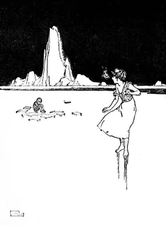 W Heath Robinson Illustration Prints: She Entered the Large, Cold, Empty Hall, c1930. Artist: W Heath Robinson