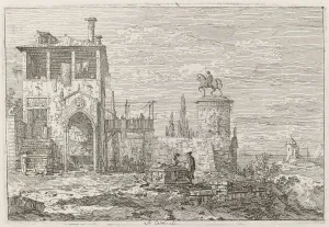 Giovanni Antonio Canal Artwork Prints: The Equestrian Monument [upper right], c. 1735 / 1746. Creator: Canaletto