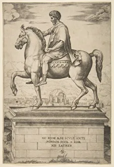 Roman Empire Heritage Images Prints: Equestrian Statue of Marcus Aurelius, 1515-27. Creator: Marco Dente
