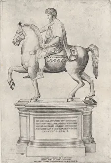 Ancient Rome Statues Prints: The Equestrian Statue of Marcus Aurelius on the Capitol, 1548. 1548
