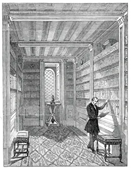The Etruscan Library Print, 1845: Interior of Lansdown Tower
