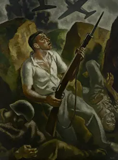 Spanish Civil War Art Prints: The Exodus. Triptych of War, left panel, 1937-1938. Creator: Arteta, Aurelio (1879-1940)