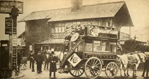 Victorian Era Transportation Prints: The Express Bus, 1900, (1933). Creator: Unknown