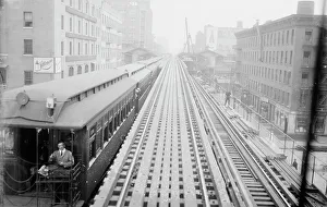 Print of Elevated Railroad Express Track at 14th Street Station