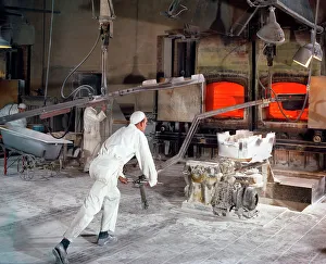 Extracting a steel bath from the furnace at Ideal Standard in Hull, Humberside, 1967 Extracting a steel bath from the furnace at Ideal Standard in Hull, Humberside, 1967