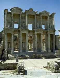 Celsus Library Ephesus Prints: Facade of Celsus Library, Ephesus, Near Selcuk, Turkey, 1999. Creator: LTL