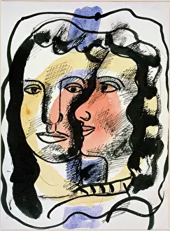 Female Portrait Painting Prints: Two Faces, c1940s-c1950s(?). Creator: Fernand Leger