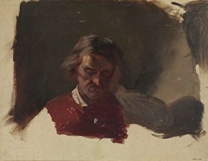 Romantic Era Painting Prints: Farmer. Study for Low Church Devotion, probably 1847. Creator: Adolph Tidemand