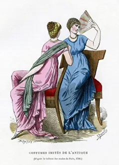 Fashions that imitate the costume of antiquity, 1798 (1882-1884).Artist: Smeeton-Tilly Fashions that imitate the costume of antiquity, 1798 (1882-1884).Artist: Smeeton-Tilly
