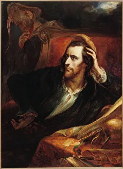 Romanticism Oil On Canvas Prints: Faust in His Study (Faust dans son cabinet), ca 1848. Creator: Scheffer, Ary (1795-1858)