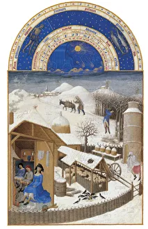 February (Les Tres Riches Heures du duc de Berry), 1412-1416. Creator: Limbourg brothers February (Les Tres Riches Heures du duc de Berry), 1412-1416. Creator: Limbourg brothers