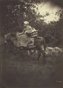 Female Peasant Riding Donkey, 1870. Creator: Giraudon's Artist Female Peasant Riding Donkey, 1870. Creator: Giraudon's Artist