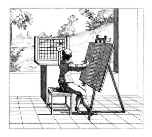 Perspective Drawing Techniques Prints: Figure practising perspective drawing, 1639
