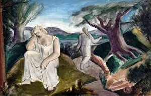 British Heritage Art Images Prints: Figures in mountain landscape, c1938. Creator: Bernard Meninsky