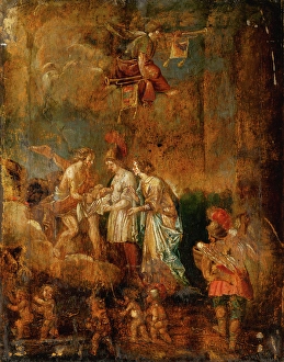 Biblical Scene Oil Painting Prints: Finding of Moses, 1850-1875. Creator: Unknown