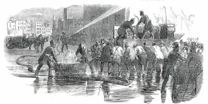 Victorian Era Firefighting Prints: The Fire-Brigade, 1850. Creator: Unknown