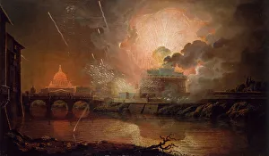 Joseph Wright Of Derby Art Prints: Firework Display at the Castel Sant Angelo, 1774-1778. Creator: Joseph Wright of Derby