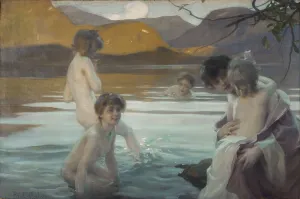 Early 20th Century Bathing Prints: First bath, c1907. Creator: Paul Chabas