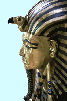 First sarcophagus of Tutankhamun, detail, made of solid gold encrusted with precious stones First sarcophagus of Tutankhamun, detail, made of solid gold encrusted with precious stones