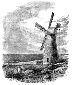 Wind Power Technology Prints: The First Windmill at Jerusalem, 1858. Creator: Unknown