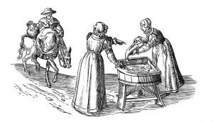 Fish stall in a market, 1572. Artist: Georgius Braun Fish stall in a market, 1572. Artist: Georgius Braun