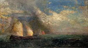 Odilon Redon Paintings Prints: Fishing Boats. Memory of Venice, c1908. Creator: Redon, Odilon (1840-1916)