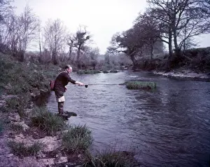 Cornish Countryside Scenes Prints: Fishing on the Tamar, Cornwall, c1955. Creator: Arthur Charles Kirby Ware