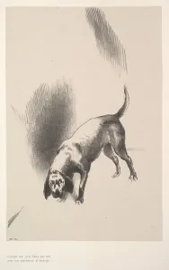 Black And White Dog Portrait Prints: He fixed his eyes on me with an expression that was so strange, 1896