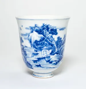 Qing Dynasty Porcelain Prints: Flared Cup with Figures in a Mountain Landscape, Ming or Qing dynasty