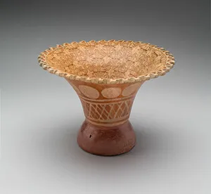 Abstract Art Patterns Prints: Flaring Bowl with Repeating Pattern of Abstract Figures, 100 B. C. / A. D. 500