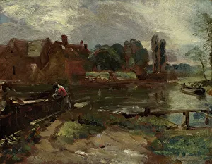 John Constable Paintings Prints: Flatford Mill From The Lock, c1810. Creator: John Constable
