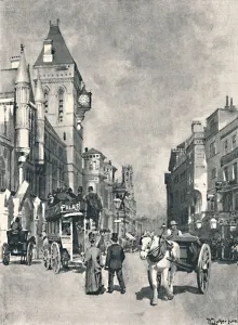 Fleet Street, Showing the Law Courts, 1891. Artist: William Luker Fleet Street, Showing the Law Courts, 1891. Artist: William Luker