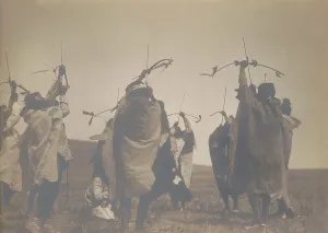 Edward Curtis Images Prints: The flight of arrows, c1908. Creator: Edward Sheriff Curtis
