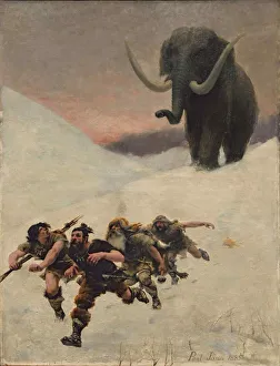 Academic Art Prints: The Flight Before the Mammoth, 1885