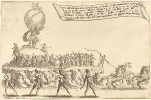 Horse Drawn Transport Prints: The Float of the Sun, 1616. Creator: Jacques Callot