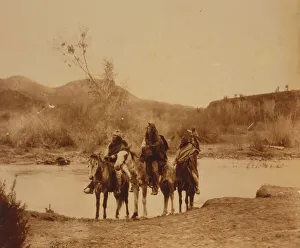 Indigenous People Portraits Prints: At the ford-Apache, c1903. Creator: Edward Sheriff Curtis