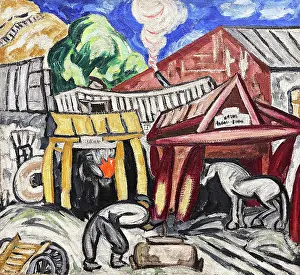 Russian Avant Garde Images Prints: A Forge, 1911-1912. Creator: Rozanova, Olga Vladimirovna (1886-1918)