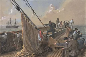 Atlantic Ocean Cable Laying Prints: Forward Deck of the Great Eastern Cleared for the First Attempt to Grapple... 1865-66