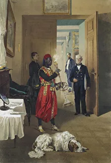 Foyer of the Great Palace in Tsarskoye Selo, 1865. Artist: Zichy, Mihaly (1827-1906) Foyer of the Great Palace in Tsarskoye Selo, 1865. Artist: Zichy, Mihaly (1827-1906)