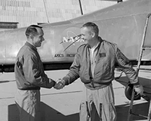 Fred Drinkwater congratulating Neil Armstrong, California, USA, February 1964 Fred Drinkwater congratulating Neil Armstrong, California, USA, February 1964