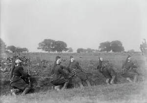 French Dragoons Entrenched Print, WWI 1914-1915