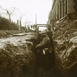 French Soldier in Trenches Print, WWI 1914-1918